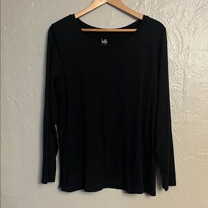 Belle by Kim Gravel Cotton Blend Black Long Sleeve Top Large